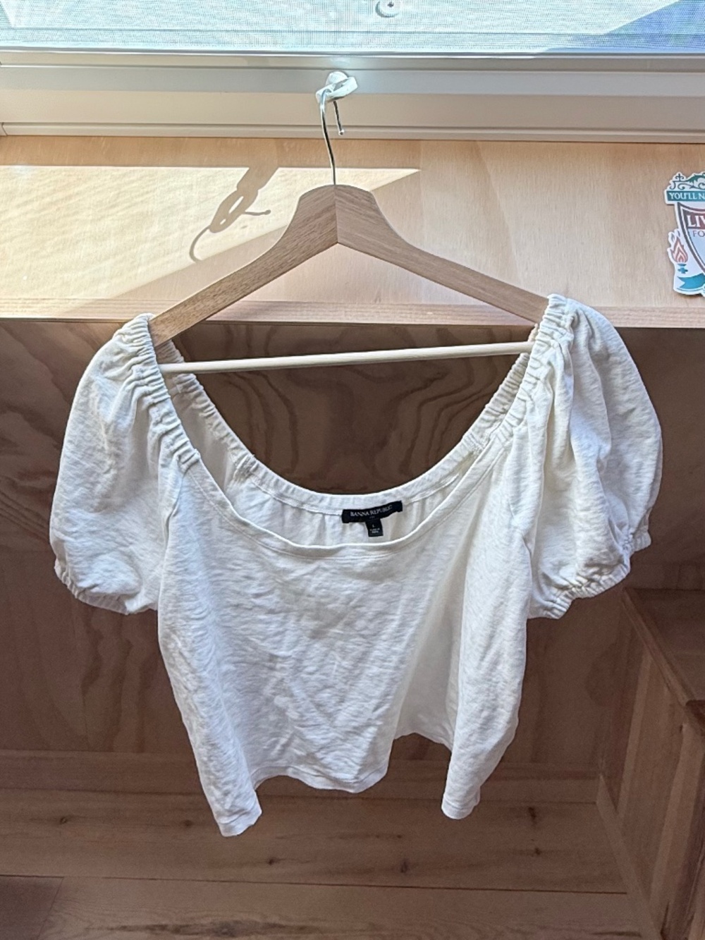 Banana Republic Off Shoulder Cream Crop Top